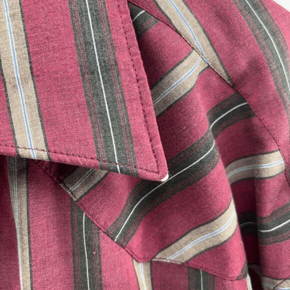 Vintage Wrangler 90s Y2K Pearl Snap Long Sleeve Striped Long Tails XL Shirt - Picture 4 of 5